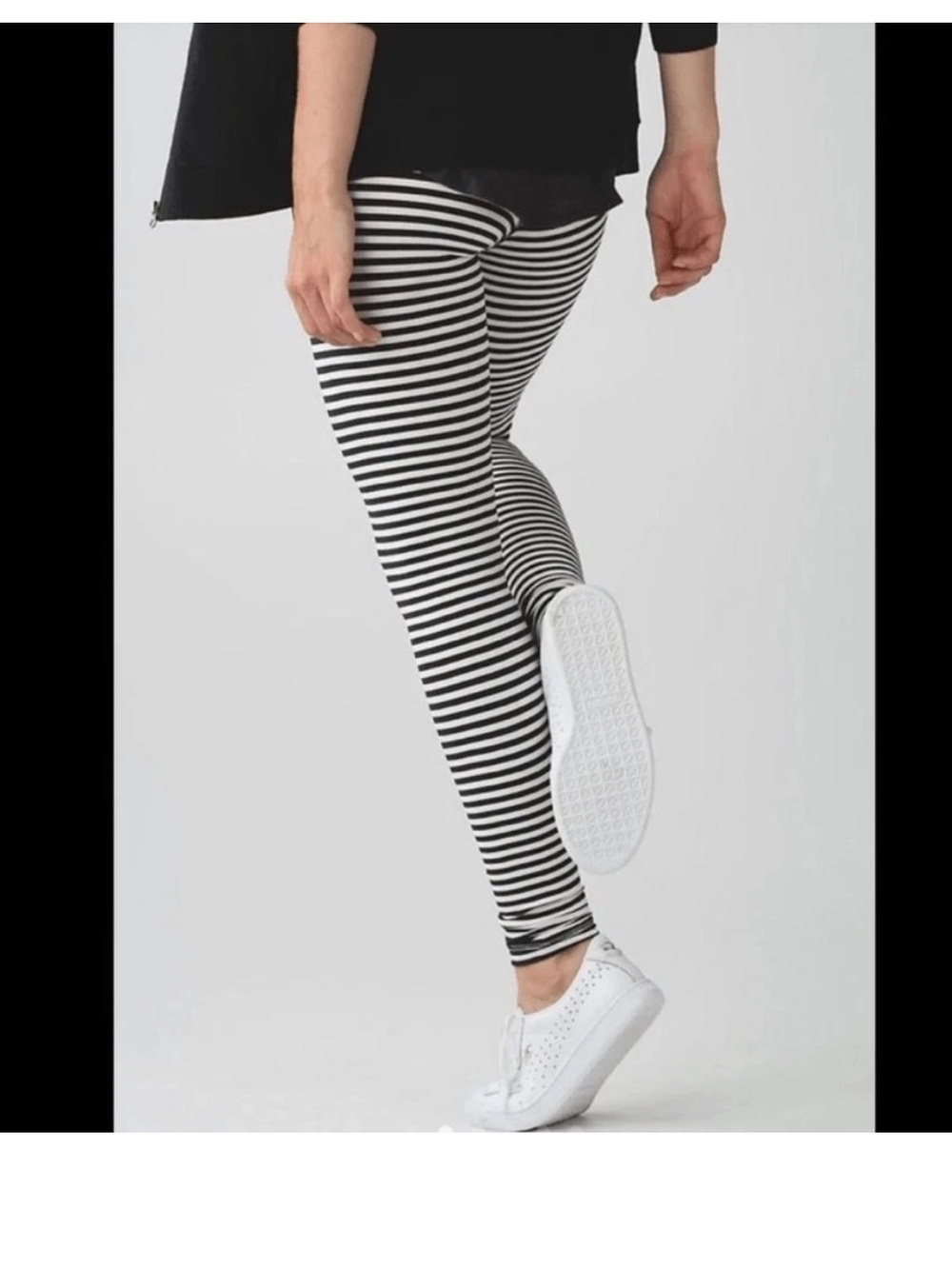 Lululemon Black & White Striped Leggings
